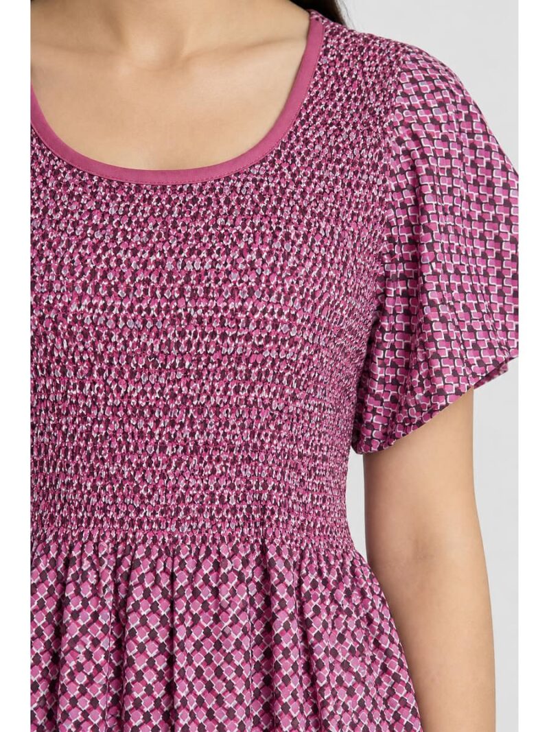 Women's Cotton Smocked Nighty – Pink