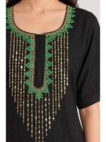 Women's Cotton Printed Nighty – Black & Green