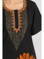 W-NY-606-03-BK-XL_detail Women's Cotton Printed Nighty – Black & Orange