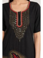 W-NY-606-04-BK-XL_detail Women's Cotton Printed Nighty – Black & Maroon