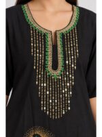 W-NY-606-05-BK-XL_detail Women's Cotton Printed Nighty – Black & Green
