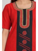 W-NY-607-02-RD-XL_detail Women's Cotton Embroidered Nighty – Red & Navy Blue