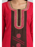 W-NY-607-04-RBY-XfL_detail Women's Cotton Embroidered Nighty – Raspberry & Coffee