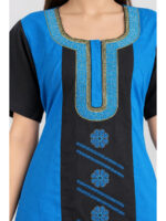 W-NY-607-07-BL-XXL_detail Women's Cotton Embroidered Nighty – Blue & Black