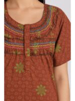 W-NY-608-02-BR-3XL_detail Women's Cotton Plus Size Frill Nighty – Brown