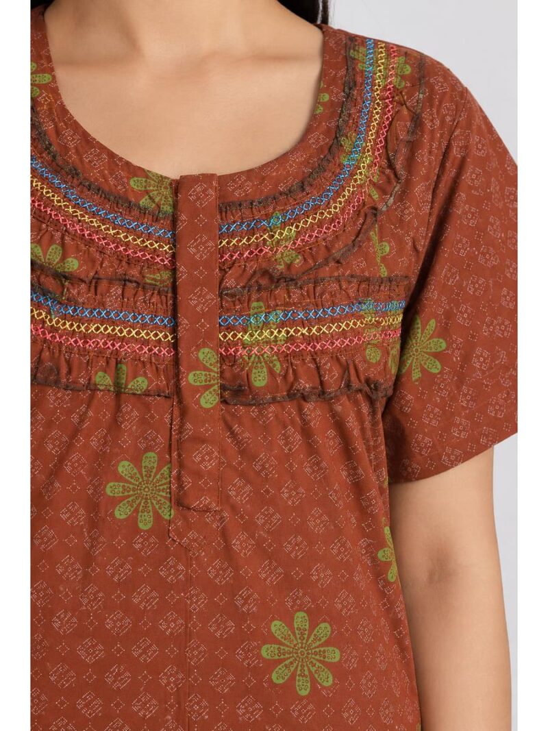 Women's Cotton Plus Size Frill Nighty – Brown