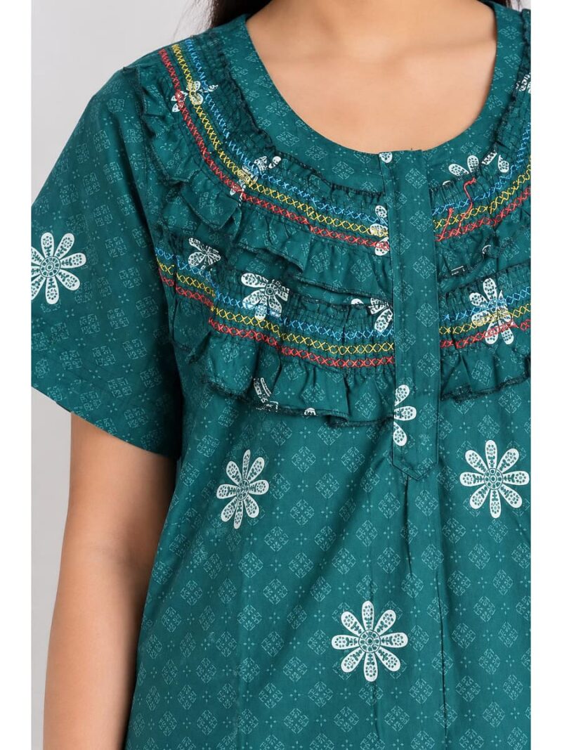 Women's Cotton Plus Size Frill Nighty – Forest Green