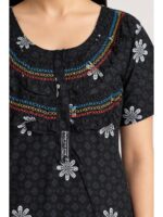 W-NY-608-05-BK-3XL_detail Women's Cotton Plus Size Frill Nighty – Black