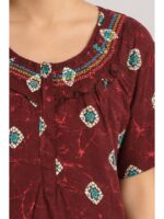 W-NY-608-08-MR-3XL_detail Women's Cotton Plus Size Frill Nighty – Maroon