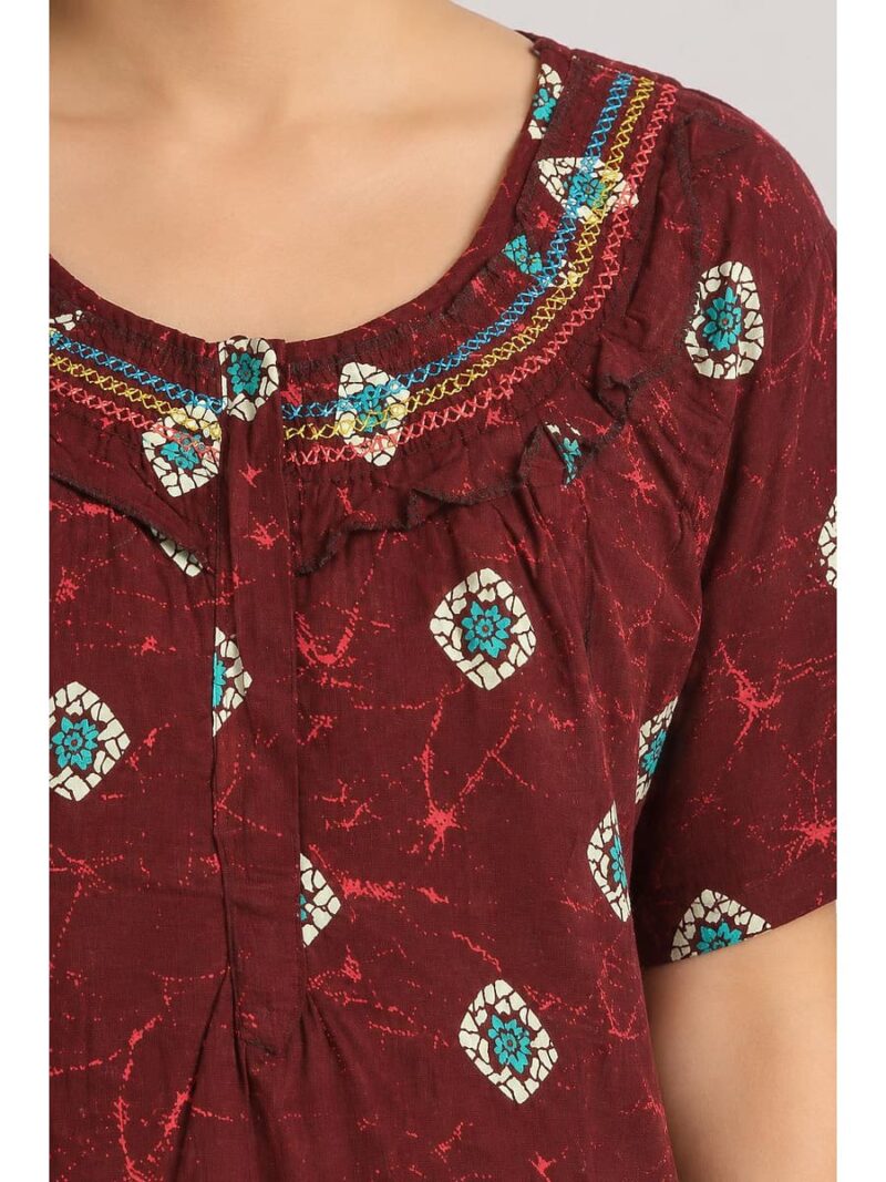 Women's Cotton Plus Size Frill Nighty – Maroon