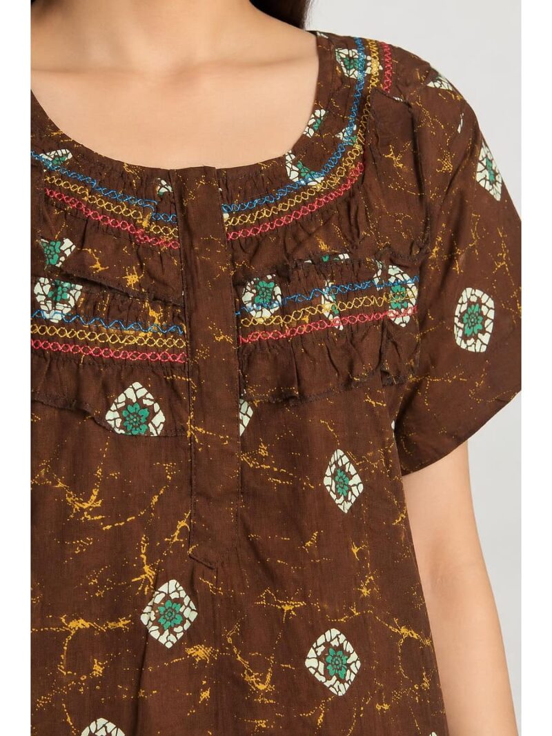 Women's Cotton Plus Size Frill Nighty – Brown