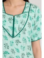 Women's Cotton Floral Printed Nighty – Turquoise