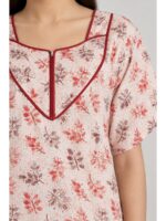 Women's Cotton Floral Printed Nighty – Orange