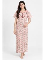 Women's Cotton Floral Printed Nighty – Orange