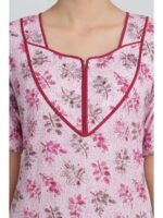 Women's Cotton Floral Printed Nighty – Pink
