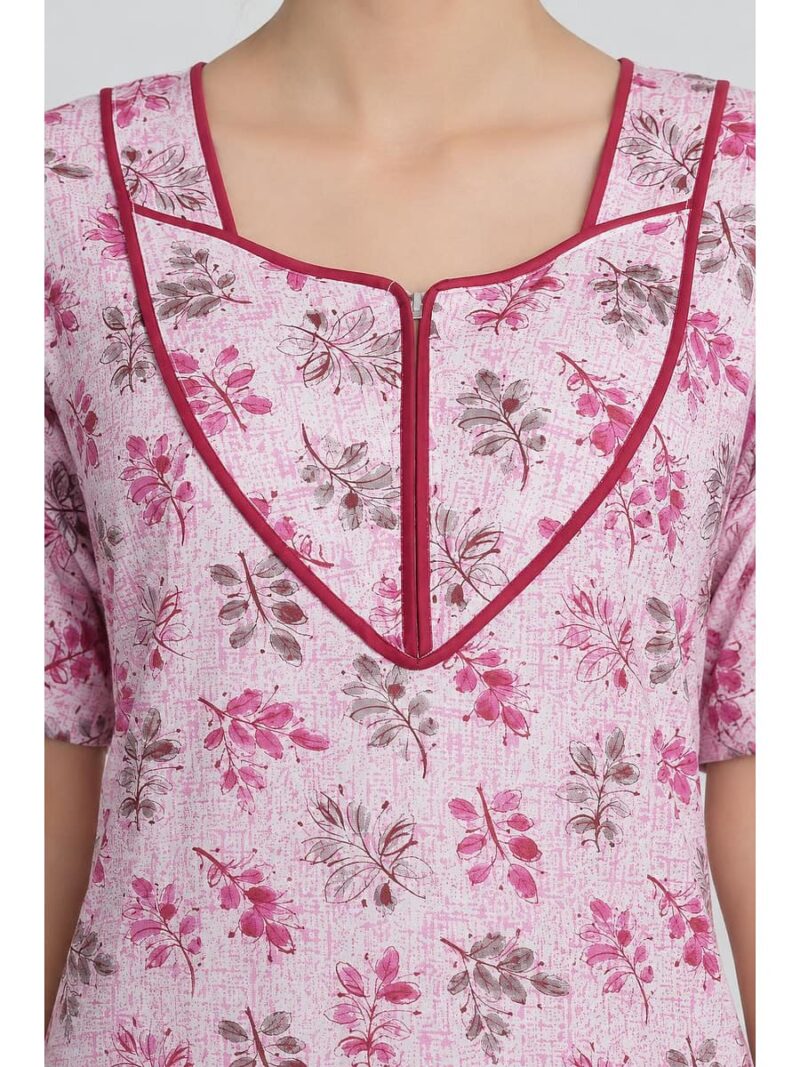 Women's Cotton Floral Printed Nighty – Pink