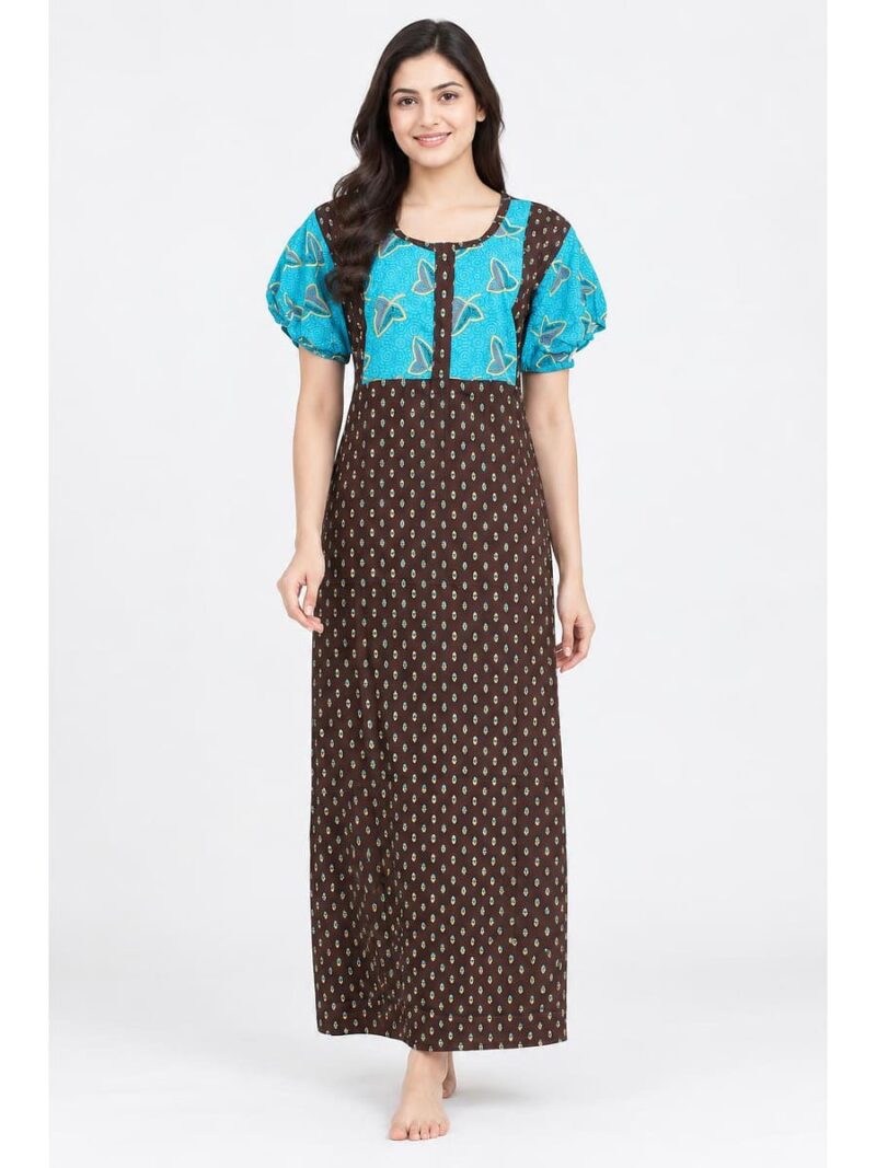 Women's Cotton Printed Nighty – Maroon