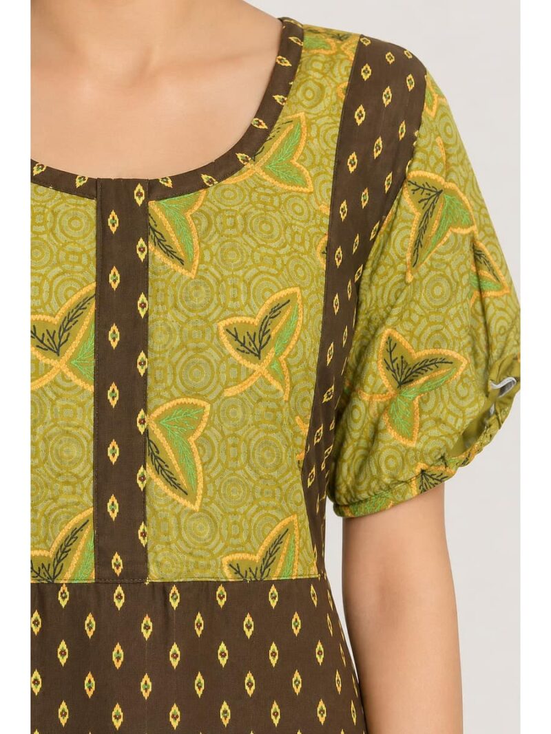 Women's Cotton Printed Nighty – Olive Green