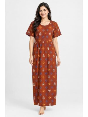 Women's Cotton Feeding Frock Full Length Nighty – Tangerine