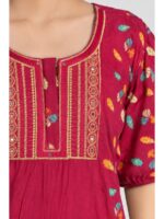 Women's Cotton Embroidered Frock Nighty – Raspberry