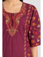 W-NY-618-04-CRS-XXL_detail Women's Cotton Embroidered Frock Nighty – Cerise