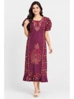 W-NY-618-04-CRS-XXL_front Women's Cotton Embroidered Frock Nighty – Cerise