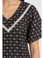 W-NY-619-02-NB-XXL_detail Women's Cotton Printed Frock Nighty – Navy Blue