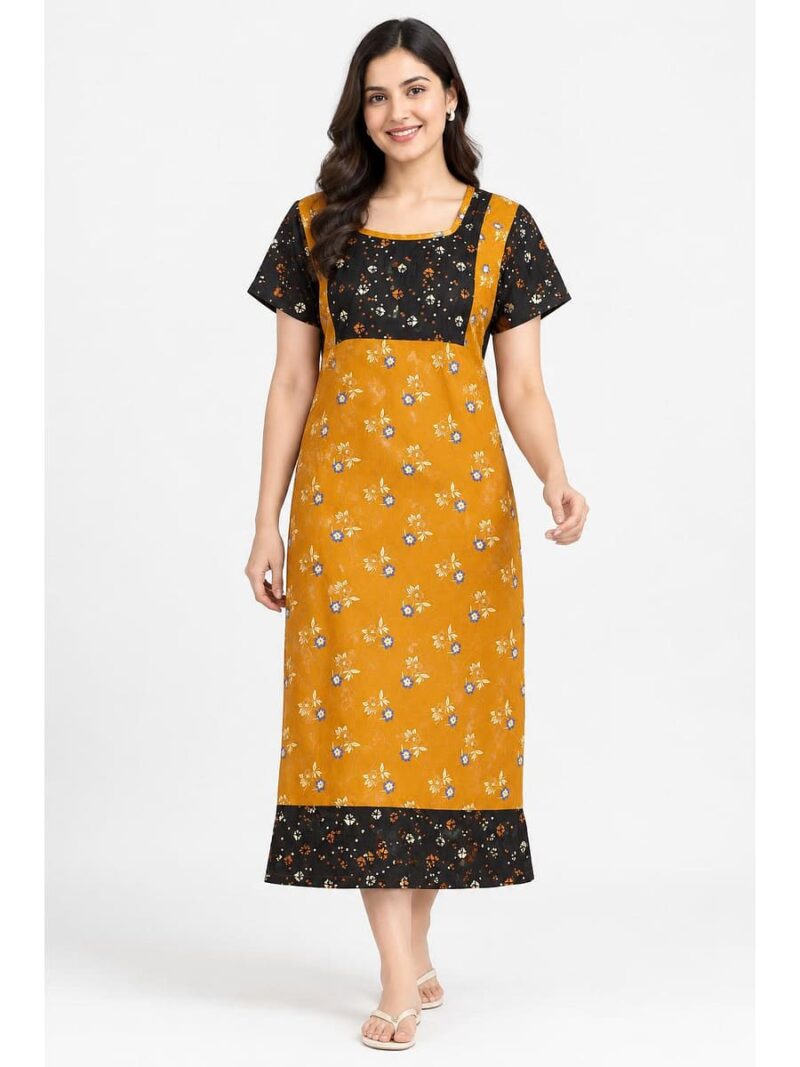 W-NY-620-01-AM-XXL_front Women's Cotton Feeding Frock Nighty – Amber