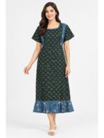 W-NY-620-07-OG-XXL_front Women's Cotton Feeding Frock Nighty – Olive Green