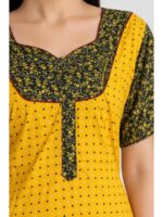 W-NY-622-02-YL-XL_detail Women's Cotton Full-Length Frock Nighty - Yellow