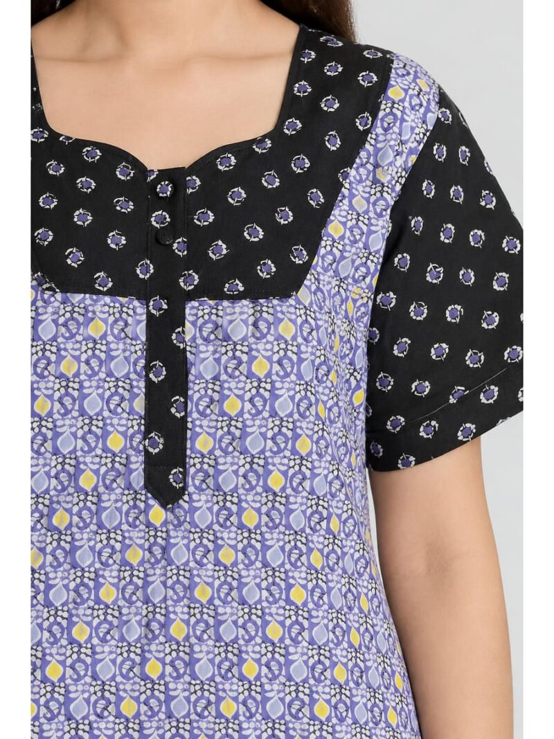 Women's Cotton Full-Length Frock Nighty - Lavender