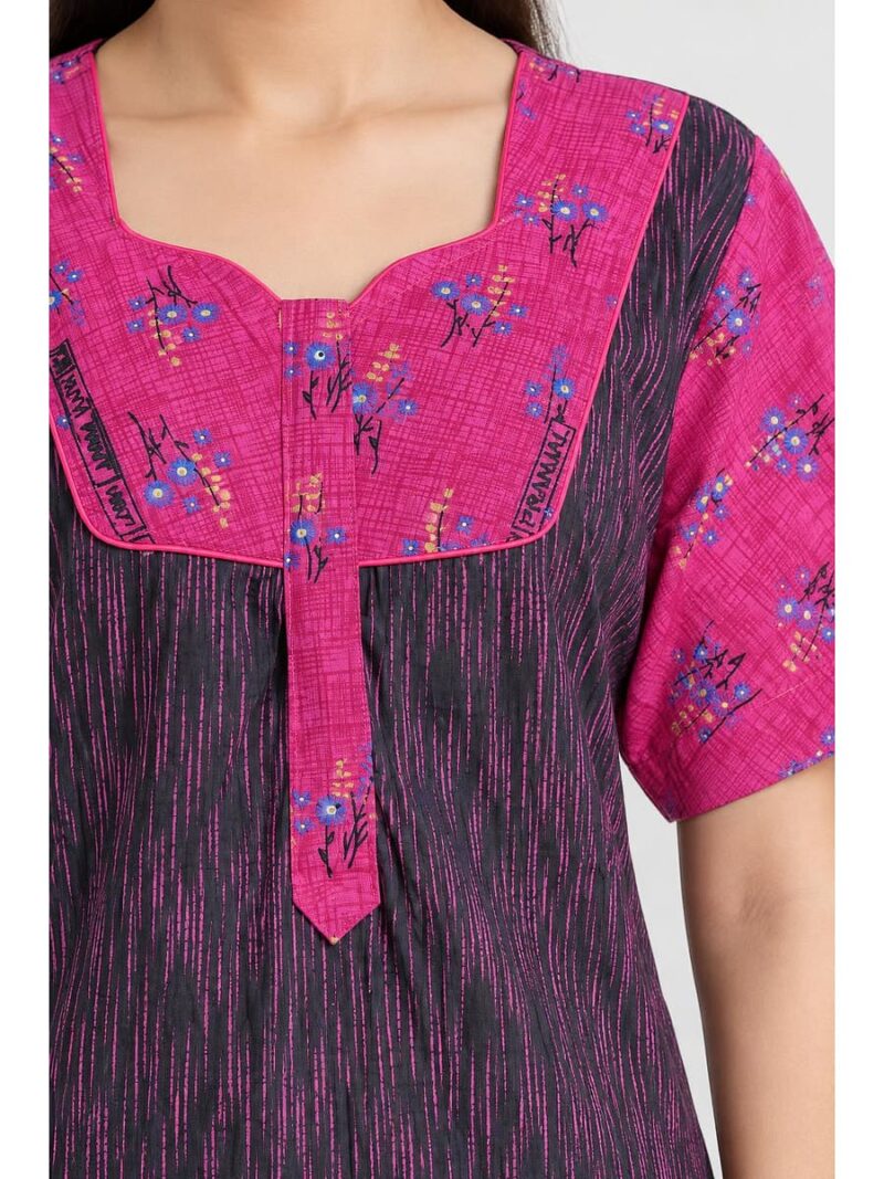 Women's Cotton Full-Length Frock Nighty - Purple
