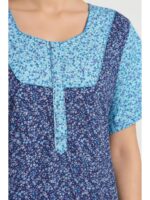 Women's Cotton Full-Length Frock Nighty - Navy Blue