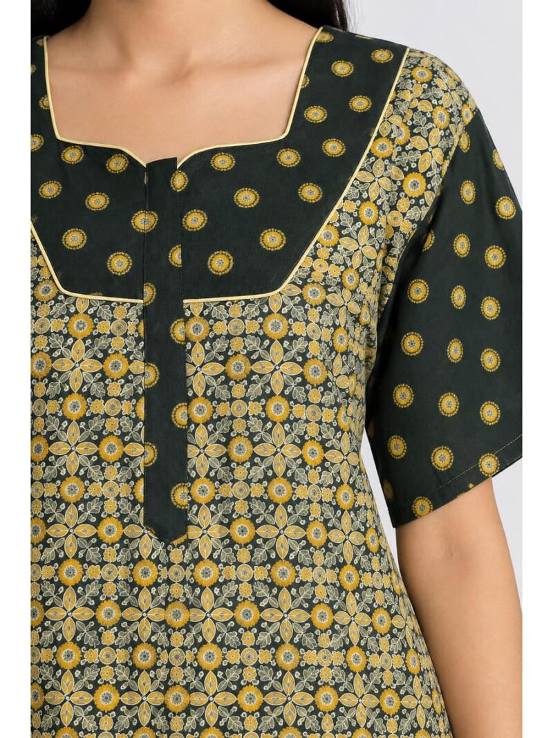 Women's Cotton Full-Length Frock Nighty - Yellow