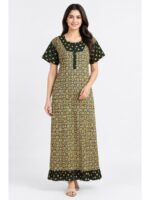 Women's Cotton Full-Length Frock Nighty - Yellow