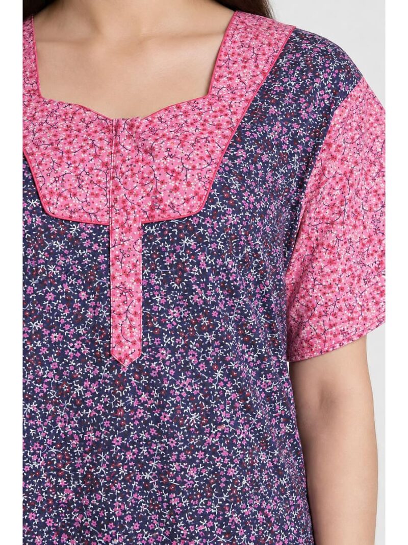 Women's Cotton Full-Length Frock Nighty - Purple