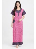 W-NY-623-04-PK-XXL_front Women's Cotton Full-Length Frock Nighty - Pink