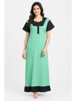 W-NY-623-05-MG-XXL_front Women's Cotton Full-Length Frock Nighty - Mint Green