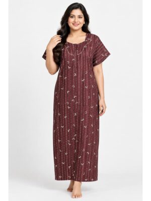 Women's Cotton Plus Size Full Length Nighty – Maroon