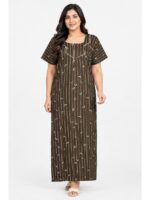 W-NY-624-03-CF-3XL_front Women's Cotton Plus Size Full Length Nighty – Coffee