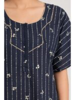 Women's Cotton Plus Size Full Length Nighty – Navy Blue