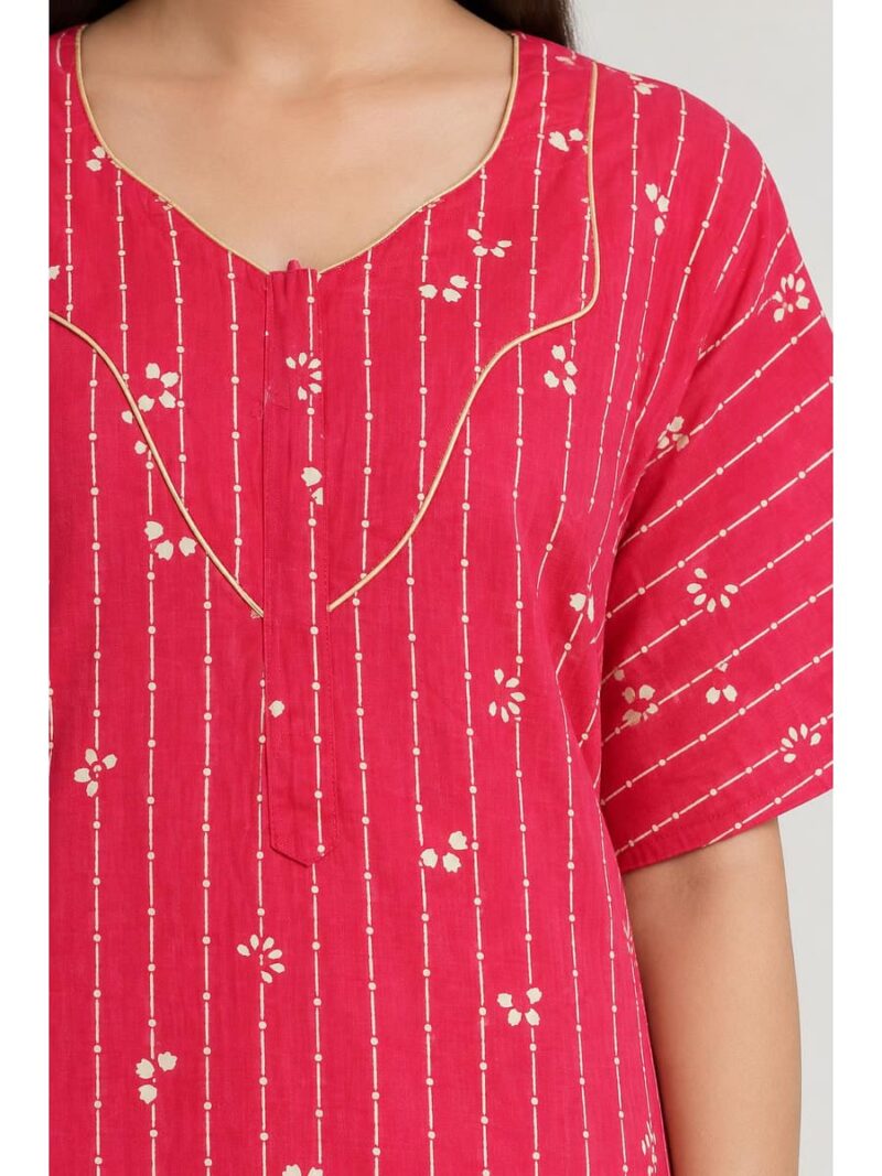 Women's Cotton Plus Size Full Length Nighty – Raspberry