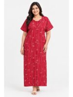 Women's Cotton Plus Size Full Length Nighty – Raspberry