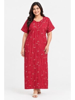 Women's Cotton Plus Size Full Length Nighty – Raspberry