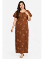 W-NY-626-05-TG-3XL_front Women's Cotton Plus Size Printed Nighty – Tangerine