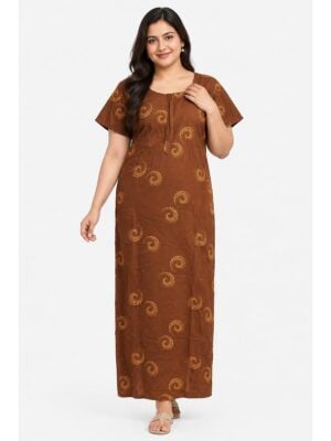 Women's Cotton Plus Size Printed Nighty – Tangerine