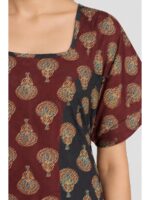 W-NY-627-04-NB-XXL_detail Women's Cotton Ajrakh Frock Nighty – Navy Blue & Maroon
