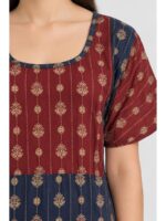 Women's Cotton Ajrakh Feeding Frock Nighty – Navy Blue