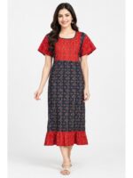 W-NY-628-06-NB-XXL_front Women's Cotton Ajrakh Feeding Frock Nighty – Navy Blue