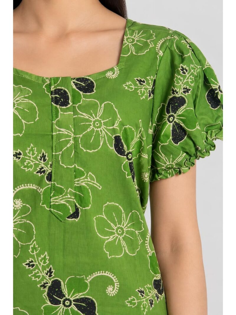 Women's Cotton Zip Frock Nighty - Mint Green